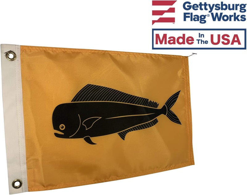 Gettysburg Flag Works 12x18" DolphinFish Mahi Mahi Boat Fishing Flag, All Weather Nylon for Outdoor, Made In USA - Image 2